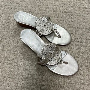 Jack Rogers Platinum Gold Wedges. Size 7.